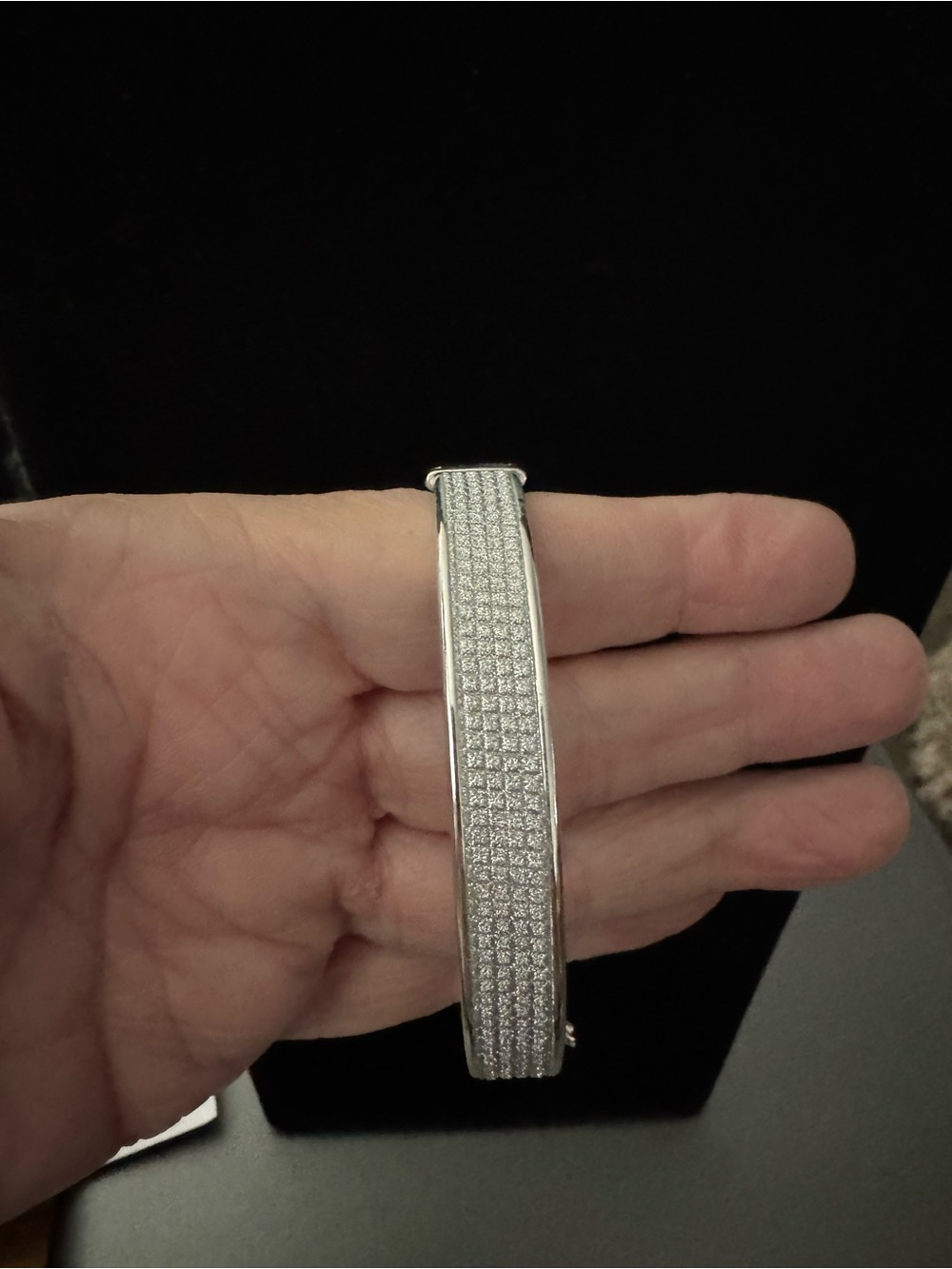Silver Pave Crystal Bangle Bracelet